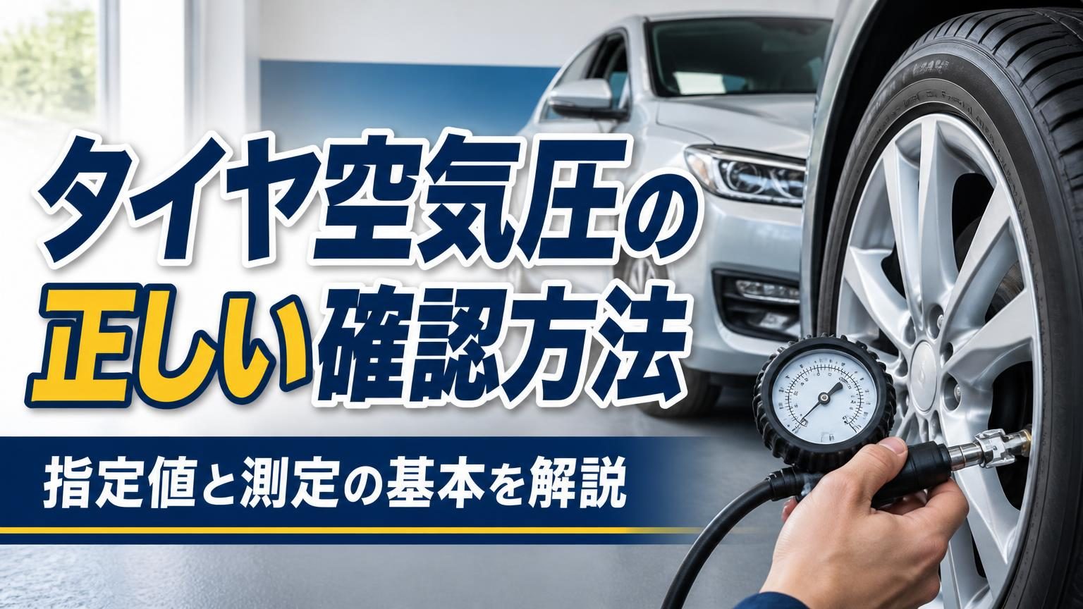 車のタイヤと空気圧ゲージを使った点検のイメージ